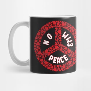 PRAYING FOR PEACE RED HEART PEACE SYMBOL DESIGN Mug